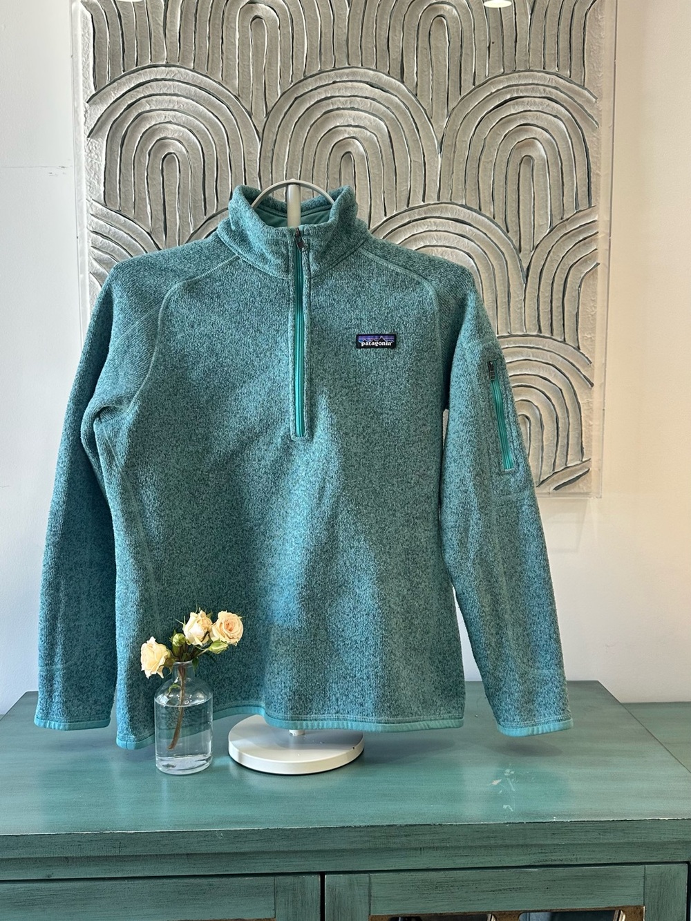 Patagonia Teal Quarter-Zip Fleece Pullover